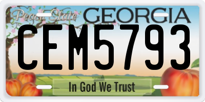 GA license plate CEM5793