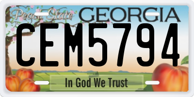 GA license plate CEM5794