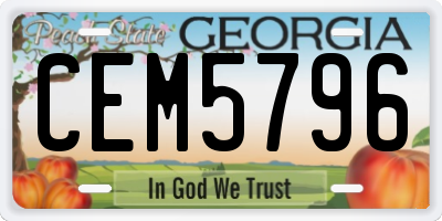 GA license plate CEM5796