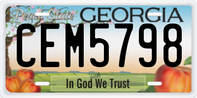 GA license plate CEM5798