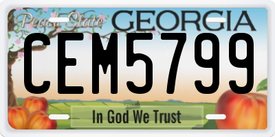 GA license plate CEM5799