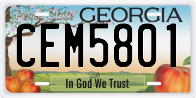 GA license plate CEM5801