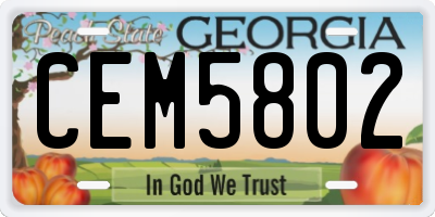 GA license plate CEM5802