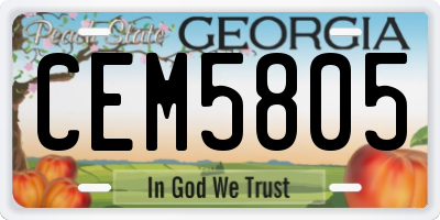 GA license plate CEM5805