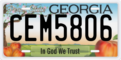 GA license plate CEM5806