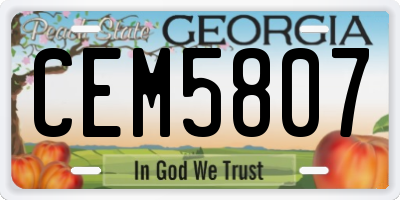 GA license plate CEM5807