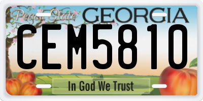 GA license plate CEM5810