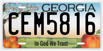 GA license plate CEM5816