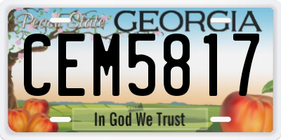 GA license plate CEM5817