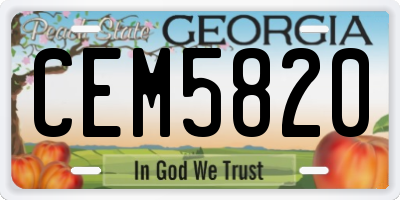 GA license plate CEM5820