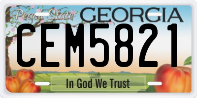 GA license plate CEM5821