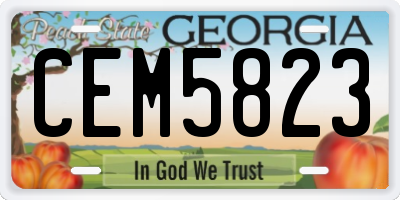 GA license plate CEM5823