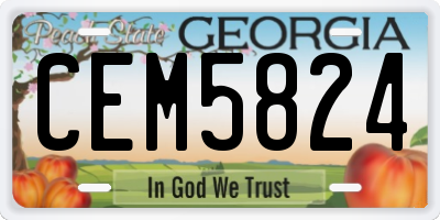 GA license plate CEM5824