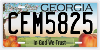 GA license plate CEM5825