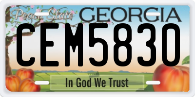 GA license plate CEM5830
