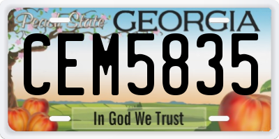 GA license plate CEM5835