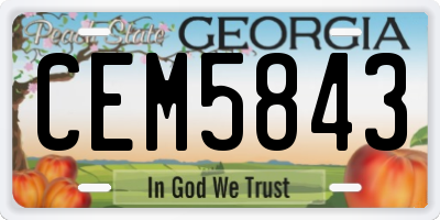 GA license plate CEM5843