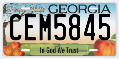 GA license plate CEM5845