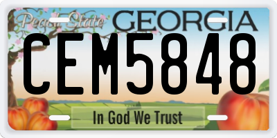 GA license plate CEM5848