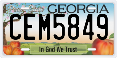 GA license plate CEM5849