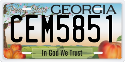GA license plate CEM5851