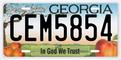 GA license plate CEM5854