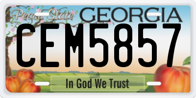 GA license plate CEM5857