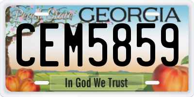 GA license plate CEM5859