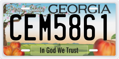 GA license plate CEM5861