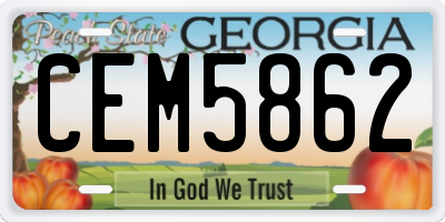 GA license plate CEM5862