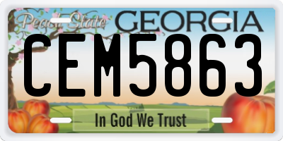 GA license plate CEM5863