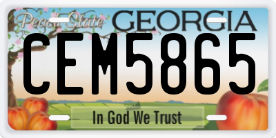 GA license plate CEM5865