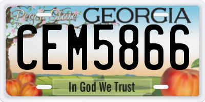 GA license plate CEM5866