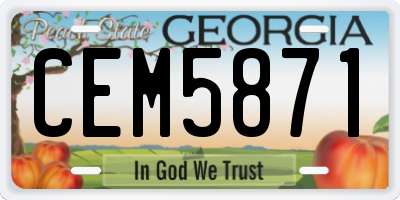 GA license plate CEM5871