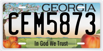 GA license plate CEM5873