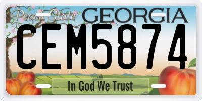 GA license plate CEM5874