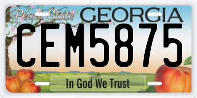 GA license plate CEM5875