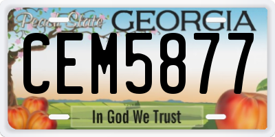GA license plate CEM5877