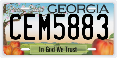 GA license plate CEM5883