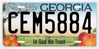 GA license plate CEM5884