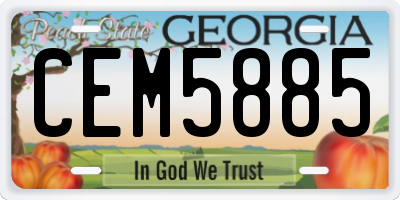 GA license plate CEM5885