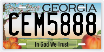GA license plate CEM5888