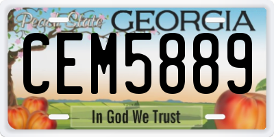 GA license plate CEM5889