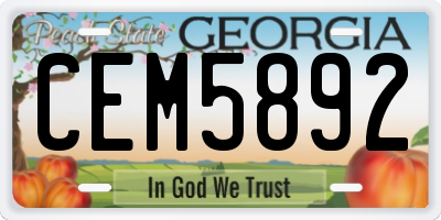 GA license plate CEM5892