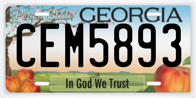 GA license plate CEM5893