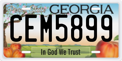 GA license plate CEM5899