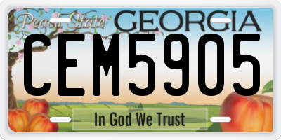 GA license plate CEM5905