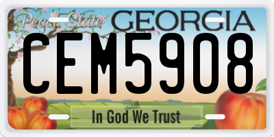 GA license plate CEM5908