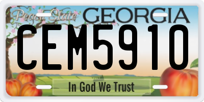 GA license plate CEM5910