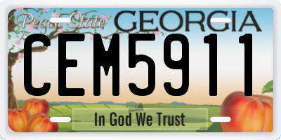 GA license plate CEM5911